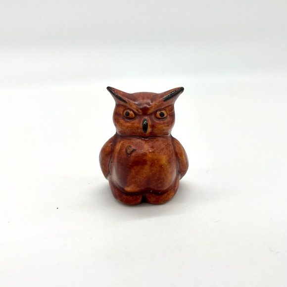 Vintage‎ Owl Figurine Ceramic Brown Home Decor Collectible Bird Statue - Picture 1 of 6